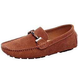 Jamron Herren Elegant Schnalle Halbschuhe Komfort Wildleder Fahrschuhe Stilvoll Mokassin Slippers Hausschuhe Pantoffeln Bräunen SN19020 EU43 von Jamron