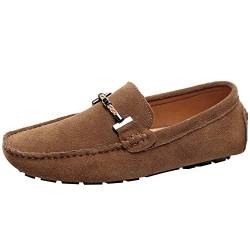 Jamron Herren Elegant Schnalle Halbschuhe Komfort Wildleder Fahrschuhe Stilvoll Mokassin Slippers Hausschuhe Pantoffeln Braun SN19020 EU43 von Jamron