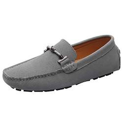 Jamron Herren Elegant Schnalle Halbschuhe Komfort Wildleder Fahrschuhe Stilvoll Mokassin Slippers Hausschuhe Pantoffeln Grau SN19020 EU41.5 von Jamron