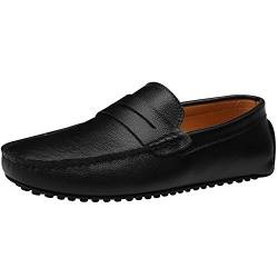 Jamron Herren Kunstleder Stilvoll Mokassin Slippers Penny Loafers Schwarz SN19062 EU44 von Jamron