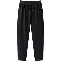 Jamron Herren Slim Fit Baumwolle Jogginghose mit Reißverschlusstaschen Trainingshose Freizeithose Straight Schwarz L von Jamron