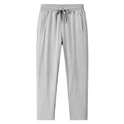 Jamron Herren Slim Fit Jogginghose aus Baumwolle mit Reißverschlusstaschen Trainingshose Freizeithose Straight Hellgrau 5XL von Jamron