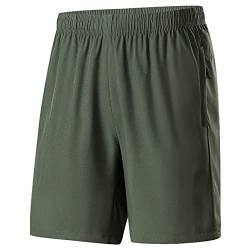 Jamron Herren Übergröße Sport Shorts Gym Fitness Trainingsshorts mit Reißverschluss Taschen Leicht Casual Shorts Grün L von Jamron