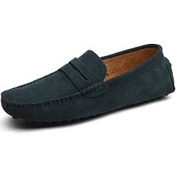 Jamron Herren Wildleder Penny Loafers Gemütlich Fahrende Schuhe Mokassin Slippers Grün 2088 UK7.5/EU41.5 von Jamron