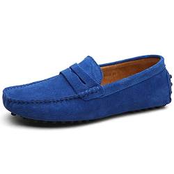 Jamron Herren Wildleder Penny Loafers Gemütlich Fahrende Schuhe Mokassin Slippers Königsblau 2088 UK12/EU47 von Jamron