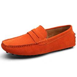 Jamron Herren Wildleder Penny Loafers Gemütlich Fahrende Schuhe Mokassin Slippers Orange 2088 UK6.5/EU40 von Jamron