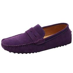 Jamron Herren Wildleder Penny Loafers Gemütlich Fahrende Schuhe Mokassin Slippers Violett 2088 UK10/EU44.5 von Jamron