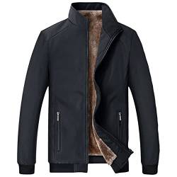 Jamron Herren Winter Fleecejacken mit Reißverschluss Warme Stehkragen Flauschige Jacken mit Reißverschluss Taschen Schwarz XL von Jamron