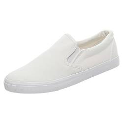 Jamron Hombre Color Sólido Slip On Zapatos de Lona Zapatillas Casual Sneakers Plimsolls Weiß SN0706142 EU42 von Jamron