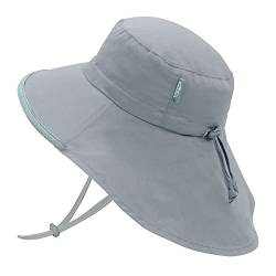 Jan & Jul 100% Baumwolle Sonnenschutz Hut für Kinder aus mit Nackenschutz (XL: 6-12 Jahre, Grau) von Jan & Jul