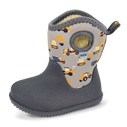 Jan & Jul Kids Waterproof Winter Boots Machine Washable (Grey Construction, Size 29 EU) von Jan & Jul