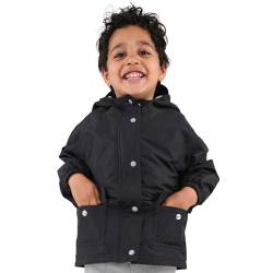 Jan & Jul Regenjacke für Jungen Mädchen, Kinder Wasserdichte Jacke (Schwarz, 5 Jahre) von Jan & Jul