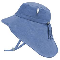 Jan & Jul Wide Brim Sun Hats for Little Kids with Neck Flap (L: 2-5 Years, Blue with Blue Trim) von Jan & Jul