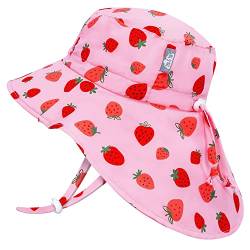 Jan & Jul Wide Brim Sun Hats for Little Kids with Neck Flap (L: 2-5 Years, Pink Strawberry) von Jan & Jul