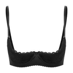 JanJean Damen Reizwäsche Spitzen BH Push Up Bra mit Bügel Gepolsterte Büstenhebe Brustfrei Büstenhalter Unterwäsche Dessous Bra Top X Schwarz S von JanJean