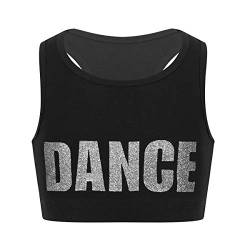 JanJean Mädchen Ärmellos Bustier Sport BH Fitness Training Bra Bauchfrei Crop Top Hip Hop Tanz Tank Top Streetwear Dancewear C Silber 122-128 von JanJean