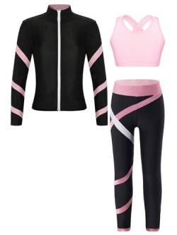 JanJean Mädchen Jogginganzug Kinder Trainingsanzug Sportanzug Langarmshirt Sweatjacke Sport Leggings Hose Joggingshose Yogahose Gym Fitness Workout U Rosa 134-140 von JanJean