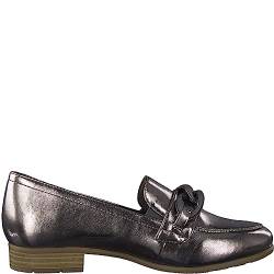 Jana Damen Loafer ohne Absatz aus Lederimitat mit Kette Weite H Mehrweite, Silber (Pewter), 41 EU von Jana