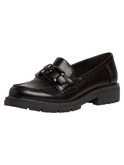 Jana Damen Loafer ohne Absatz mit Kette Weite H Mehrweite, Schwarz (Black Nappa), 37 EU von Jana