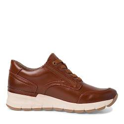 Jana Damen Plateau Sneaker aus Kunstleder mit Schnürsenkeln und Reißverschluss Weite H Mehrweite, Braun (Cognac), 37 EU von Jana