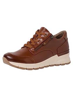 Jana Damen Plateau Sneaker aus Kunstleder mit Schnürsenkeln und Reißverschluss Weite H Mehrweite, Braun (Cognac), 40 EU von Jana