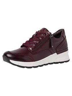 Jana Damen Plateau Sneaker aus Lederimitat mit Schnürsenkeln und Reißverschluss Weite H Mehrweite, Rot (Merlot), 37 EU von Jana