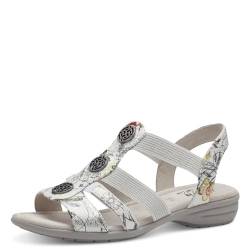 Jana Damen Sandalen flach Sommer Vegan, Mehrfarbig (White/Flower), 37 EU von Jana