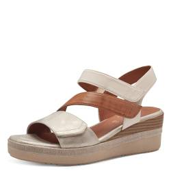 Jana Damen Sandalen mit Keilabsatz mit Klettverschluss Vegan, Mehrfarbig (Beige/Gold), 38 EU von Jana