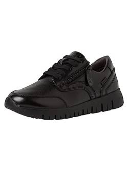 Jana Damen Sneaker flach Elegant mit Schnürsenkeln und Reißverschluss Weite H Mehrweite, Schwarz (Black Uni), 36 EU von Jana