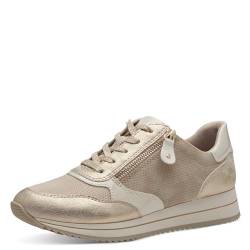 Jana Damen Sneaker flach mit Reißverschluss Vegan, Mehrfarbig (Beige/Gold), 38 EU von Jana