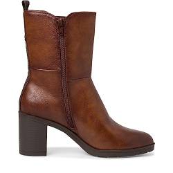 Jana Damen Stiefeletten mit Absatz aus Lederimitat Blockabsatz Weite H Mehrweite, Braun (Cognac), 38 EU von Jana