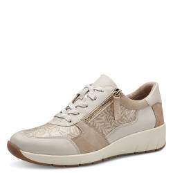 Jana Damen Wedge Sneaker mit Reißverschluss Vegan, Beige (Beige/Flower), 37 EU von Jana