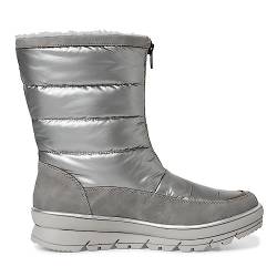 Jana Damen Winterstiefel ohne Absatz mit Reißverschluss Gefüttert Weite H Mehrweite, Silber (Silver Comb), 41 EU von Jana