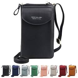 Jangostor Handy Umhängetasche Damen - kleine Crossbody Tasche, Klein Handy Umhängetasche, Multifunktionale Handytasche mit Credit Card Slots Verstellbar Schultergurt für Handy unter 6,3 Zoll (Black) von Jangostor