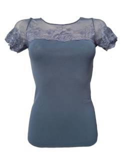 JANIRA, T-Shirt Tul und Spitze Greta M/C., Grau Blau, Large von Janira