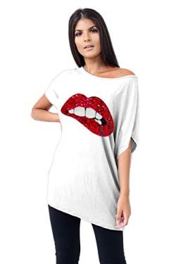 Janisramone Frauen Damen Neu Ebene aus Das Schulter Batwing Ärmel Bardot Baggy überdimensional T-Shirt T Top von Janisramone