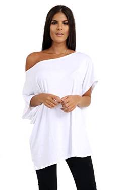 Janisramone Frauen Damen Neu Ebene aus Das Schulter Batwing Ärmel Bardot Baggy überdimensional T-Shirt T Top von Janisramone