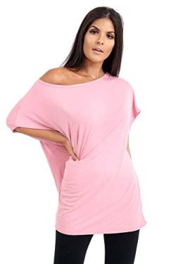 Janisramone Frauen Damen Neu Ebene aus Das Schulter Batwing Ärmel Bardot Baggy überdimensional T-Shirt T Top von Janisramone