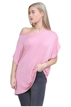 Janisramone Frauen Damen Neu Ebene aus Das Schulter Batwing Ärmel Bardot Baggy überdimensional T-Shirt T Top von Janisramone