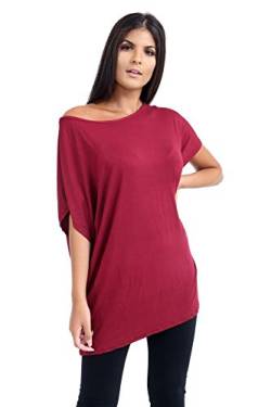 Janisramone Frauen Damen Neu Ebene aus Das Schulter Batwing Ärmel Bardot Baggy überdimensional T-Shirt T Top von Janisramone