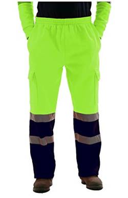 Janisramone Herren Jungen Neu Hi Vis Sichtweite Viz Sicherheit Vlies Bottoms Arbeit Tragen Hose Jogger Jogginghose von Janisramone