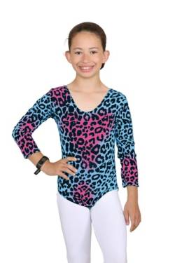 Janisramone Mädchen Kinder Neu Leopard Drucken Lange Ärmel Strecken Mikrofaser Tanz Gymnastik Leotard Bodysuit Oben von Janisramone