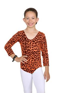 Janisramone Mädchen Kinder Neu Leopard Drucken Lange Ärmel Strecken Mikrofaser Tanz Gymnastik Leotard Bodysuit Oben von Janisramone