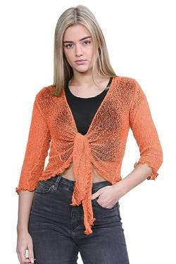 Janisramone Neu Damen Damen Doppelt Fein Stricken Bali Krawatte nach Oben Bolero Achselzucken Beschnitten Dehnbar Strickjacke Top von Janisramone