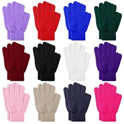 12 Paar Winterhandschuhe für Erwachsene, bunte Strickhandschuhe, dehnbar, warme Handschuhe für Damen oder Herren, 12 Farben von Janmercy