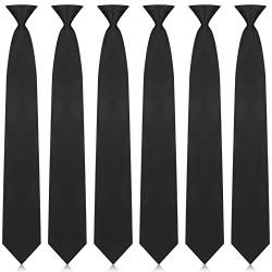 Janmercy 6 Stück Krawatte zum Anklippen für Herren, einfache Krawatte, gestreifte Krawatte, solide karierte Punkte, gemischte Los für Büro, Schule, 50,8 cm (solider Stil), Schwarz von Janmercy
