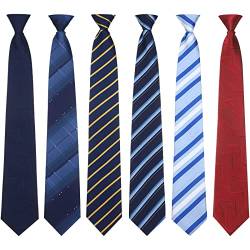 Janmercy 6 Stück Krawatten zum Anklippen für Herren, einfache Krawatte, gestreift, einfarbig, kariert, Punkte, gemischte Lot, Krawatte für Büro, Schule, 50,8 cm, Moderner Stil, M von Janmercy