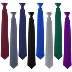 Janmercy 8 Stück solide Krawatte zum Anklippen 50,8 cm Krawatten für Herren, schmale, formelle Krawatte, vorgebundene Uniform-Krawatten für Büro, Schule, Uniformen (mehrfarbig) von Janmercy