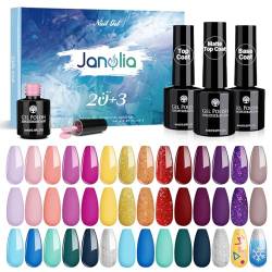Janolia UV Nagellack Gel Nagellack UV Lack 23 Stück UV Nagellack Pastell 20 Farben Gellack UV Lacke für Nägel, Gelnagellack für UV Lampe von Janolia