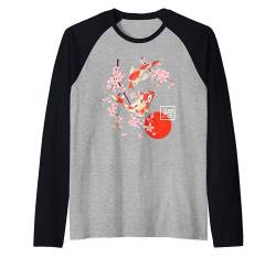 Cherry Blossom Koi Karpfen Fisch Japanische Sakura Grafik Kunst Raglan von Japanese Cherry Blossom Koi Fish Shirt & Gifts